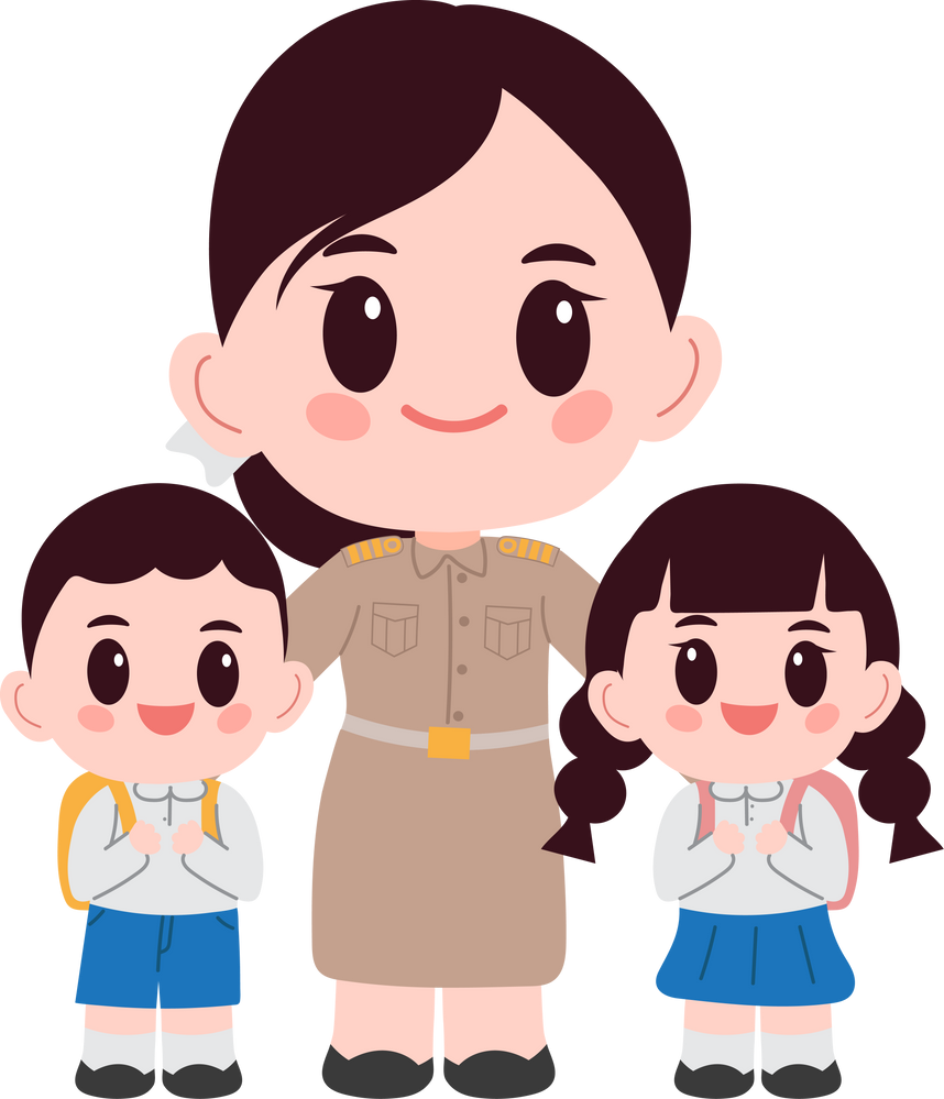 Thai woman teacher with her students