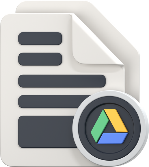 White File with google drive sign 3D Icon Illustration. Low Poly Style